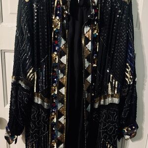 Chic Black Sequin Women's Blazer